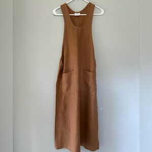 Conscious Clothing Linen Painter Smock Dress Size Small in Ginger